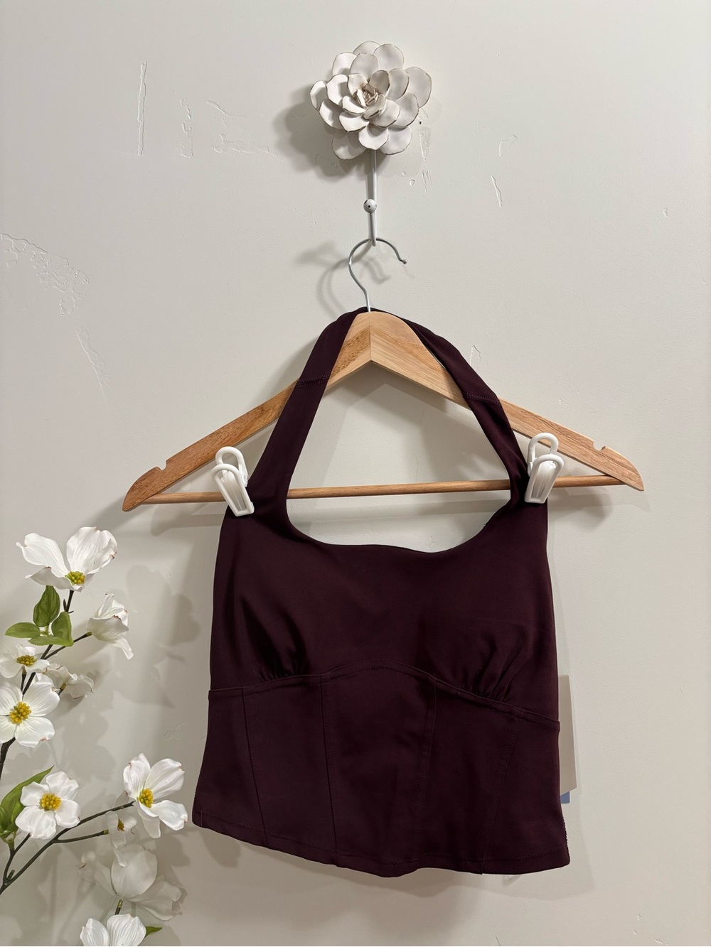 Halter Sport Bralette Top in Plum